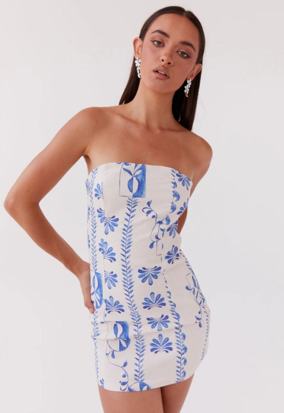 NWT PepperMayo Freya Linen Tube Dress Floral Wave Size 2